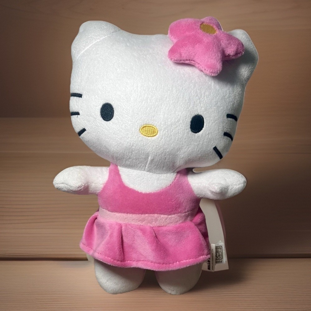 Hello Kitty Sanrio Plush Fiesta Soft Pink Dress Tutu Stuffed Animal 11" Star